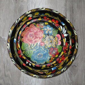 Set 3 Vintage Spanish Wood Platters Handpainted (K791)